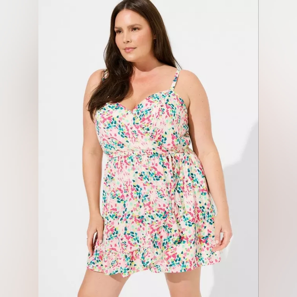 Torrid Sea Glass Path Georgette Surplice Wrap Romper Size 2